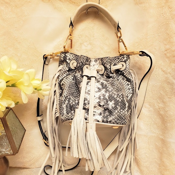 Brian Atwood Handbags - Brian Atwood Mini Snakeskin Bucket Bag